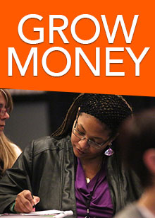 grow money with woman taking notes