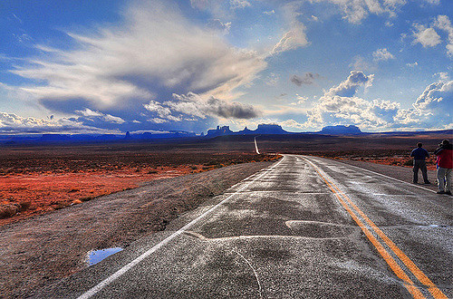 Road to mountains and clouds image