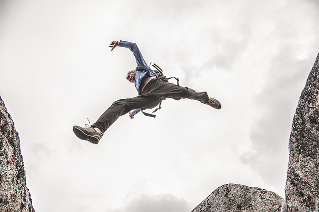 Leaping Man with sky background image