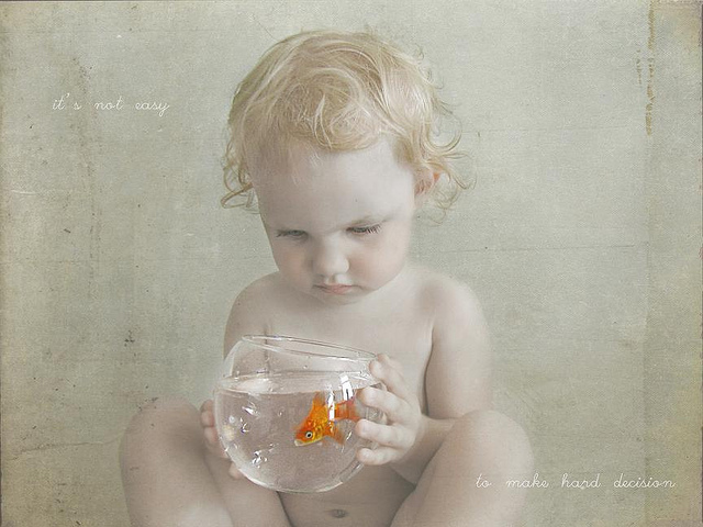 Child holding a fish bowl