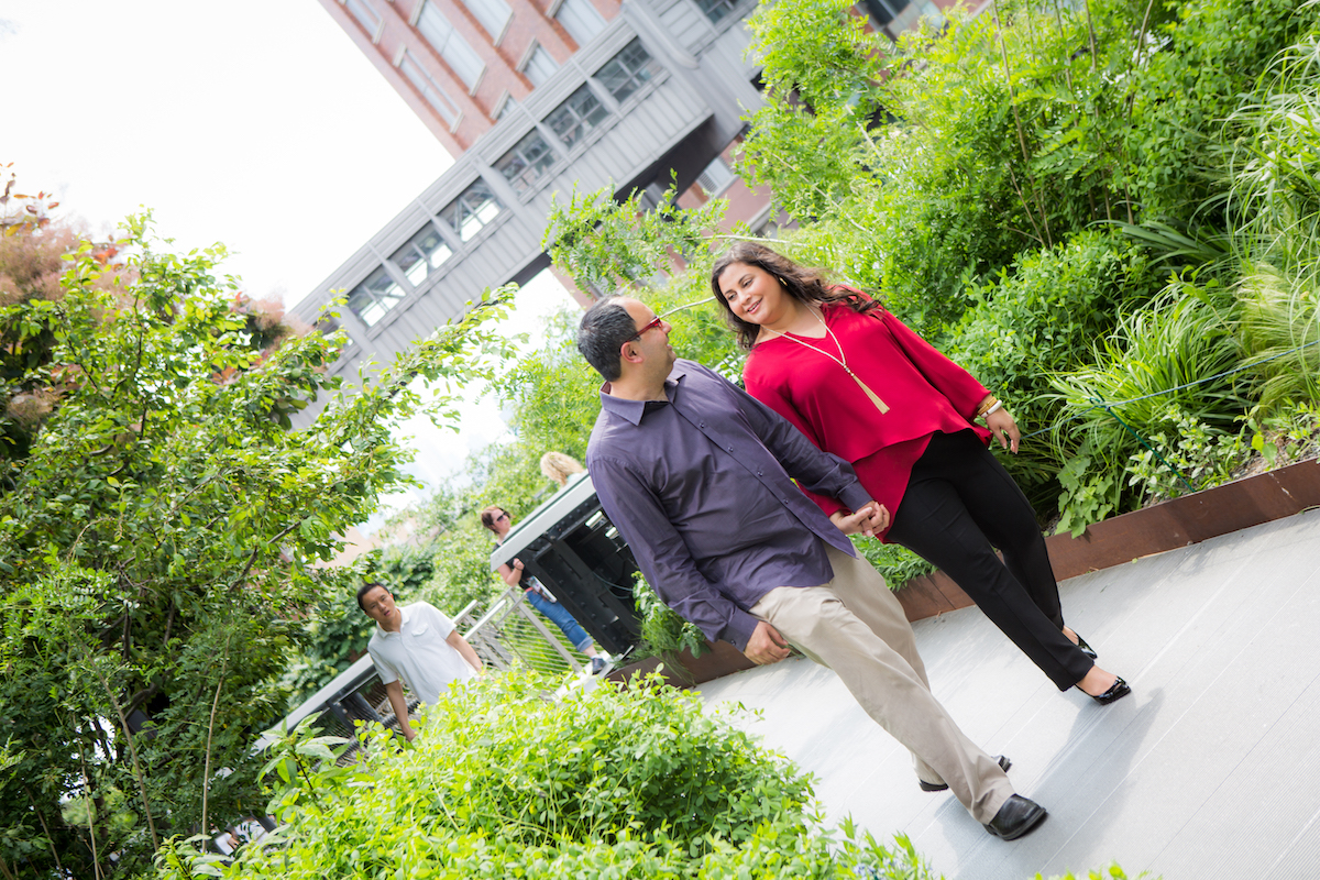 Monica and Jai walking in the park